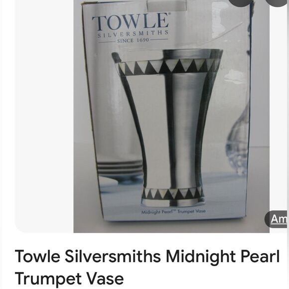 Towle Silver Smiths Vase Midnight Pearl Trumpet Made In India 9 X 6 Inches - Picture 11 of 15